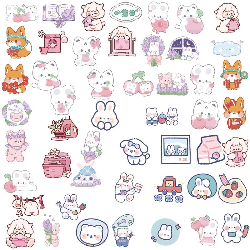 100 Pcs Cute Bear Stickers Pack, DIY Bear Theme Waterproof Adhesive Stickers, Decoration Stickers for Laptop Planners Scrapbook Cups Diary Notebooks Album Phone Case