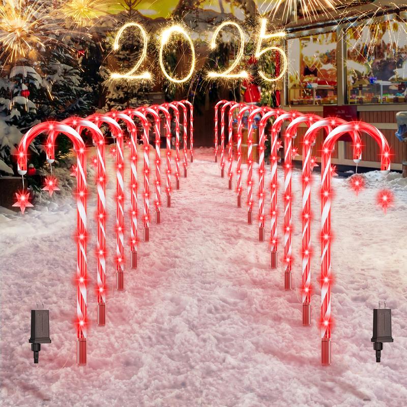 20 Pack 160 LED Christmas Solar Candy Cane Pathway Lights, 4x4