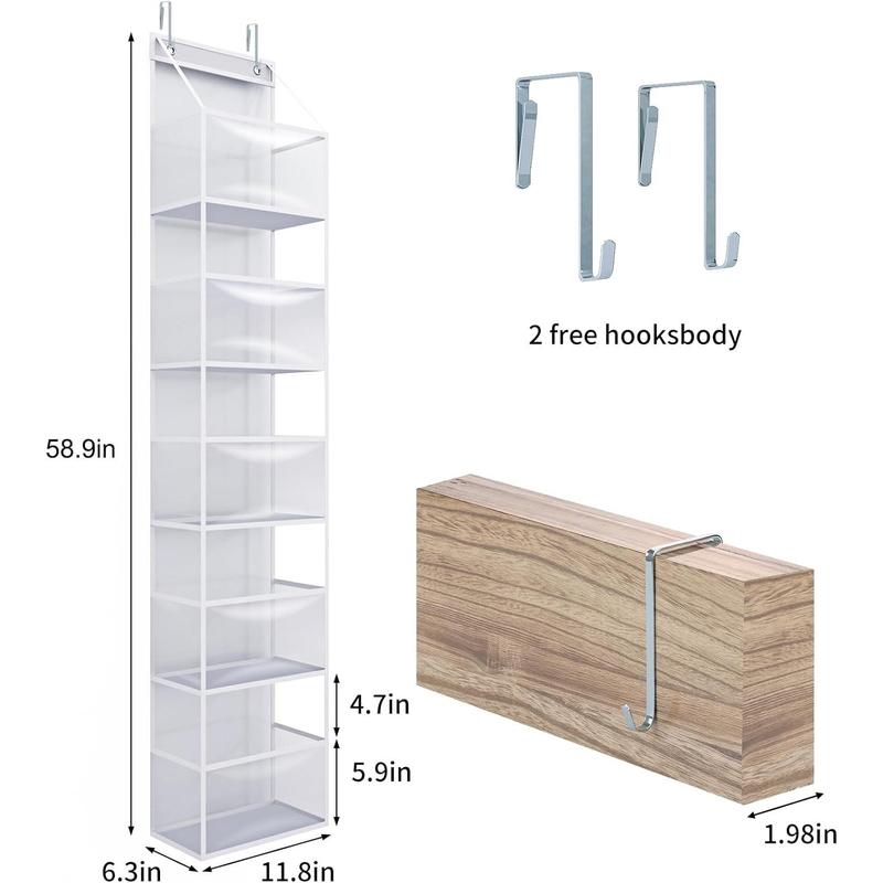 5-Shelf Over The Door Hanging Pantry Organizer, Room Organizer with Clear Plastic Pockets, 25lb Ultra Sturdy & Large Capacity for Closet, Bedroom, Nursery, Bathroom and Sundries