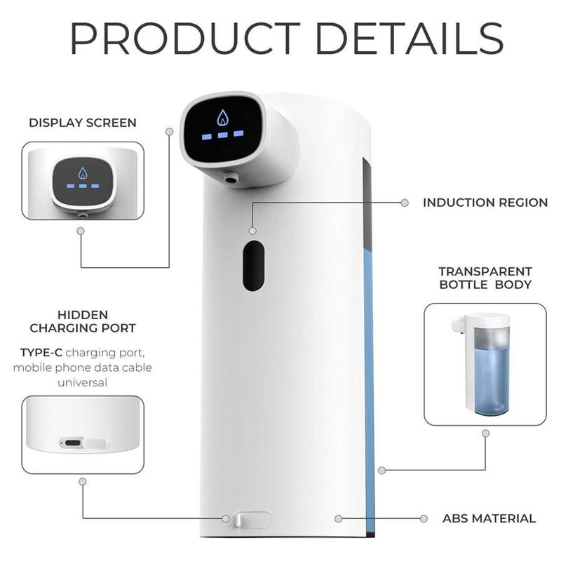 Automatic Soap Dispenser, USB Rechargeable Touchless Hand Soap Dispenser with 3 Adjustable Soap Volume for Kitchen Bathroom