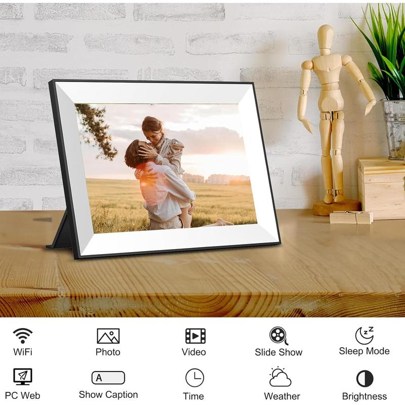 Digital Picture Frame 10.1 Inch Digital Photo Frame WiFi   Frame 16 GB IPS Touch Screen,Auto-Rotate,Easy to use Load from Phone Share Pohto Video Wedding Gifts for mom Women Men