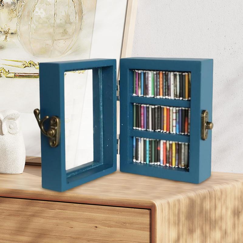 Creative Anxiety Bookshelf Ornament Mini Bookshelf Dollhouse Bookshelf with 60pcs Mini Books, Wooden Display Miniature Bookshelf Decor Shake Away Your Anxiety, Home Decoration for Book Lovers Unique Anxiety-Relief Christmas and Valentine's Day Gifts