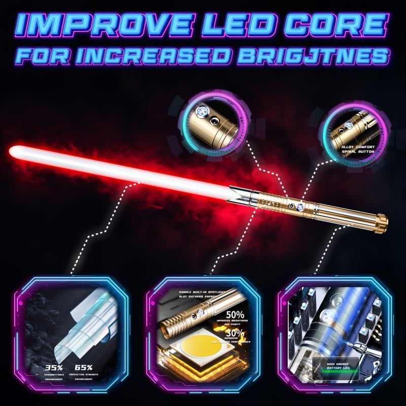 Rechargeable Light Saber, 15 Lighting Effects Color Changing Light Saber Toy with Sound, Ideal Gift for Cosplay, Party, Festival