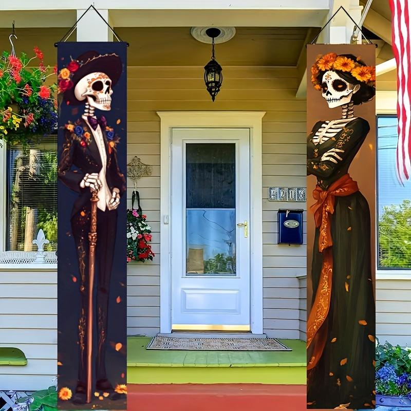 Day of the Dead Skeleton Couple Porch Banners 1 Pair 11.8x70.8