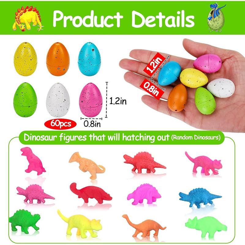 60 Pcs Hatching Dinosaur Eggs - Birthday Party Supplies - Dinosaur Party Supplies for Kids 4-12 - Party Favors Goodie Bags