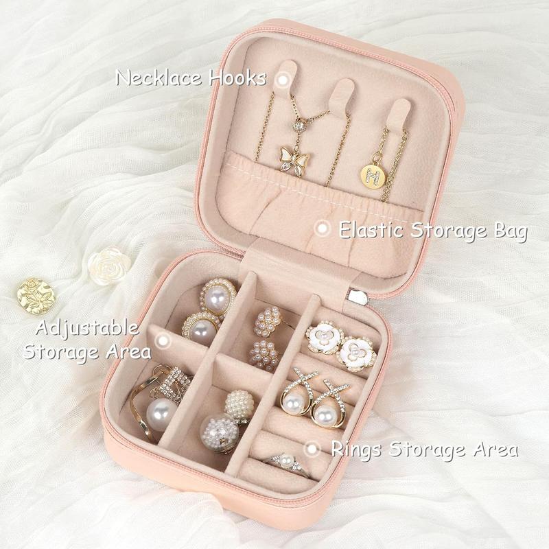 Travel Jewelry Case Small Jewelry Box Jewelry Organizer Storage Case Portable PU Leather Mini Jewelry Travel Case for Girls Womens Earring, Necklace, Rings,Bracelets MFXIP