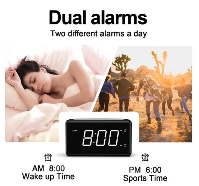 3 in 1 Digital Dual Alarm Clock, Phone Charger, Adjustable Brightness Led Desktop Light,Night Light illumination,Gifts for Man and Woman, Birthday Gift, Christmas Gift Decor