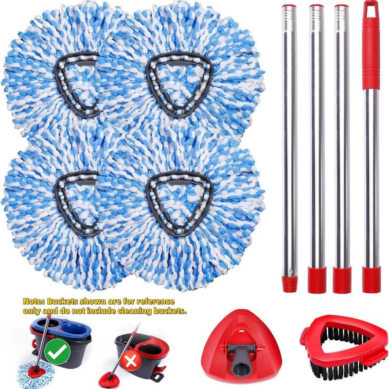 Spin Mop Head Replacement & Shower Floor Scrubber，Compatible with Ocedar RinseClean 2 Tank Mop System,Microfiber Mop Refill Heads for Cleaning All Hard-surfaced Floor