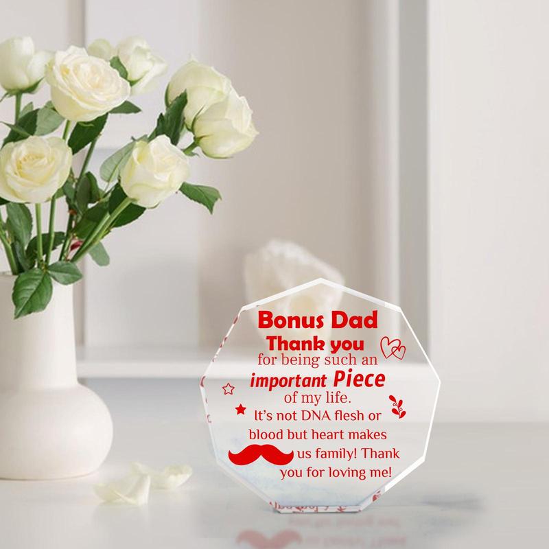 Thank You Gift for Dad, Transparent Nonagon Acrylic Ornament, Desktop Decoration Sign, Home Decor for Living Room Bedroom Office