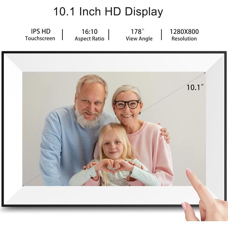 Digital Picture Frame 10.1 Inch Digital Photo Frame WiFi   Frame 16 GB IPS Touch Screen,Auto-Rotate,Easy to use Load from Phone Share Pohto Video Wedding Gifts for mom Women Men