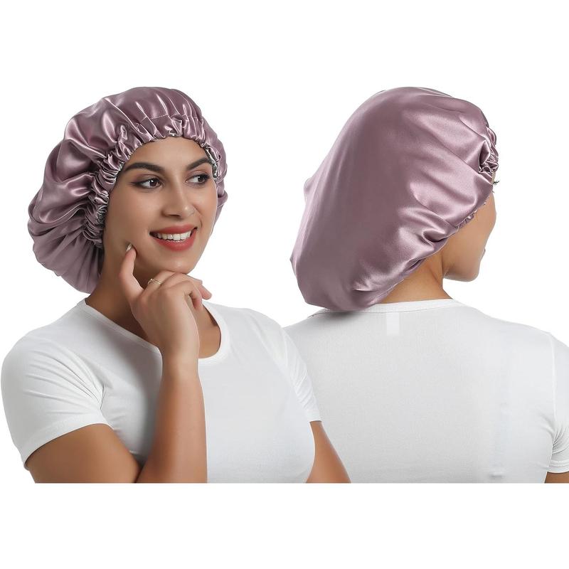 Satin Bonnet Silky Sleep Cap,Adjustable Hair Bonnet for Braids Curly Hair