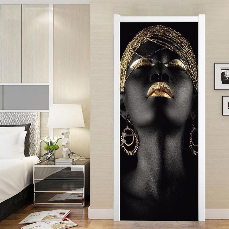 Woman Pattern Door Sticker, 1 Set Removable Waterproof Door Wallpaper, Self Adhesive Wall Sticker, Decorative Sticker for Home, Office Door, Cabinet