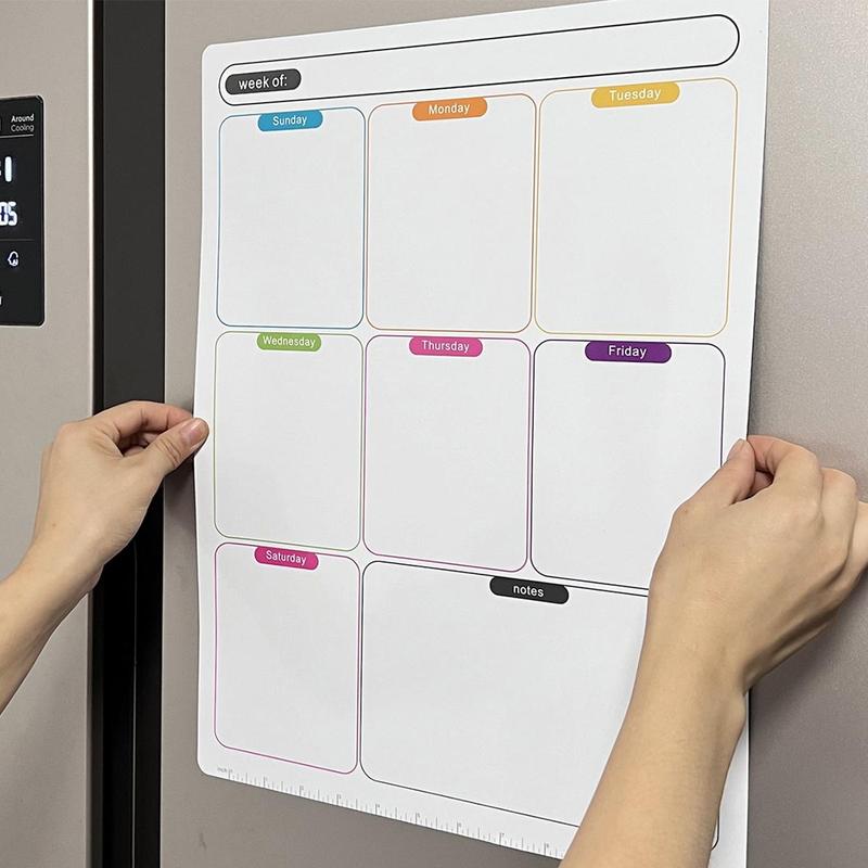 Magnetic Weekly Calendar for Fridge, 1 Count Refrigerator Erasable Weekly Planner, Weekly Planner for Home Office, Kitchen Decoration