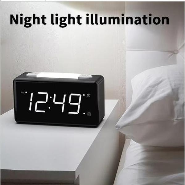 3 in 1 Digital Dual Alarm Clock, Phone Charger, Adjustable Brightness Led Desktop Light,Night Light illumination,Gifts for Man and Woman, Birthday Gift, Christmas Gift Decor