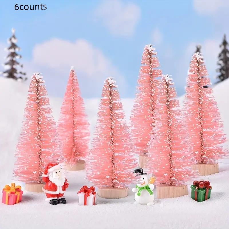 Snowflake Decorative Mini Christmas Tree, 6 Counts set Mini Desktop Ornament, Desktop Decoration, Christmas Decor for Home Party Decoration