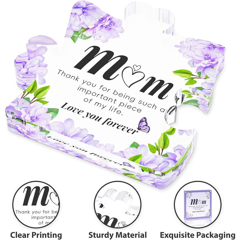 Mom Gifts from Daughter Son, Engraved Acrylic Block Puzzle Present 3.7 * 3.9 Inch, Christmas Gifts for Mom, Mom Birthday Gifts, Thank You Gifts for Women, Thanksgiving Gift Idea Must Have