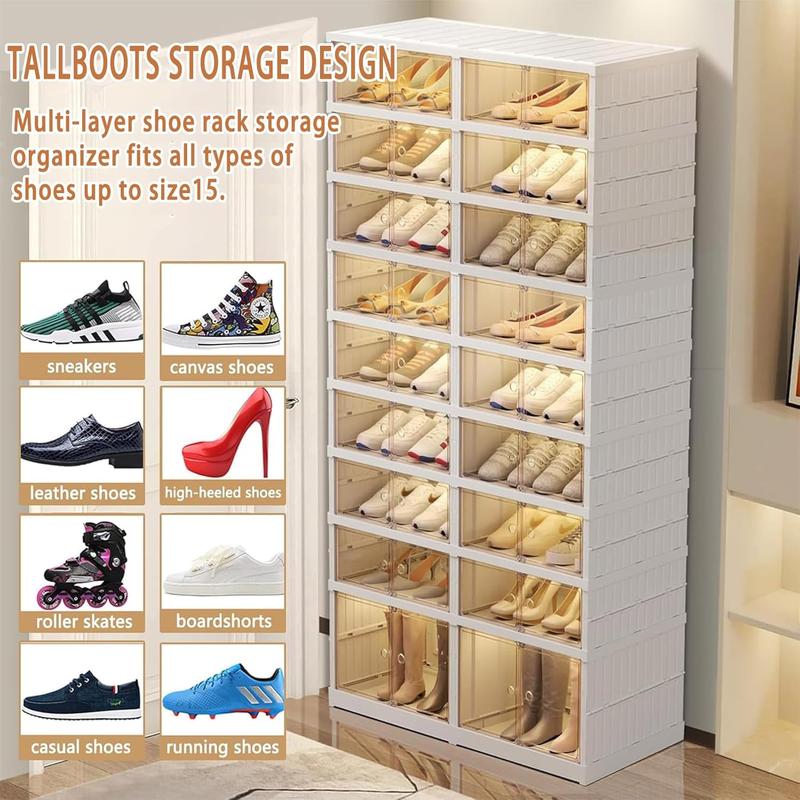 Cyber ​​Monday--Special Offers-- 9Tier 18 Shoes Organizer:Transparent,Closet Management Space-saving Home storage Smooth Boxes Collapsible Rack For Compact Spaces big  rack shoe organizer Pet Plastic