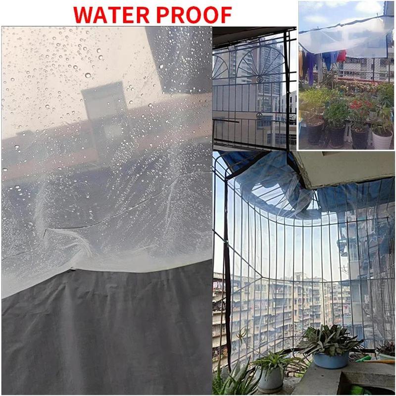 Transparent Rainproof & Sunshade Cloth, Lightweight Waterproof Rain Cover with Reinforced Corner, Clear Rain Cloth for Home Garden Balcony