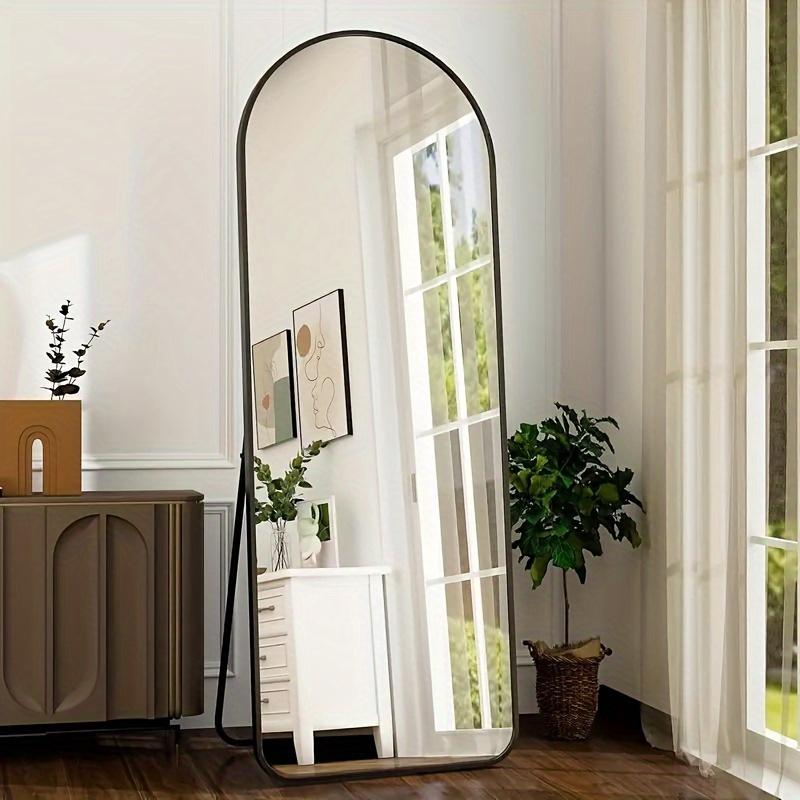 Arched Full Length Mirror, Full Body Mirror with Stand, Hanging or Leaning for Wall, Aluminum Alloy Thin Frame Floor Standing mirror