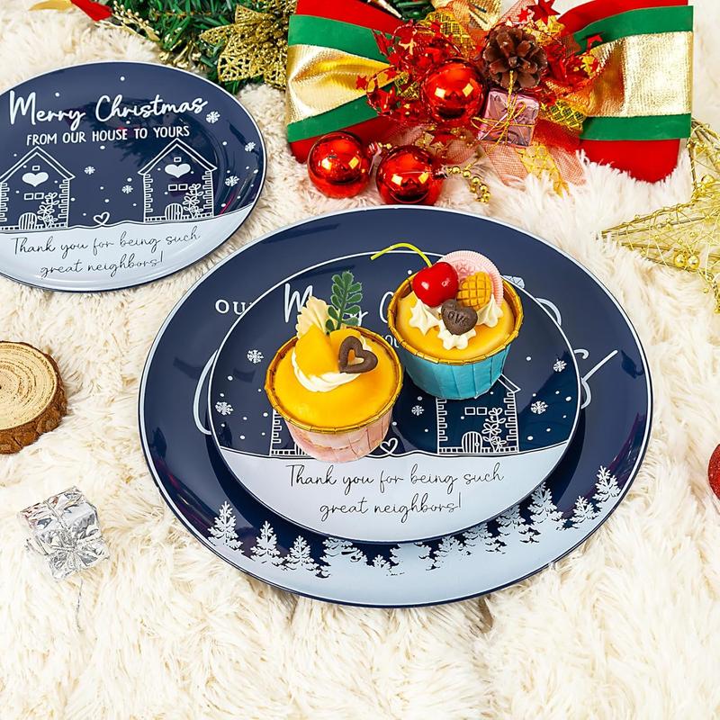 150PCS Christmas Plates Disposable, Christmas Plastic Plates with Diamond Rings & Heart Designs Include 30 Christmas Dinner Plates, 30 Christmas Dessert Plates and 90 Red Cutlery Set