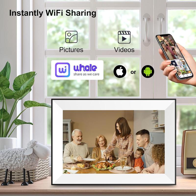 Digital Picture Frame 10.1 Inch Digital Photo Frame WiFi   Frame 16 GB IPS Touch Screen,Auto-Rotate,Easy to use Load from Phone Share Pohto Video Wedding Gifts for mom Women Men