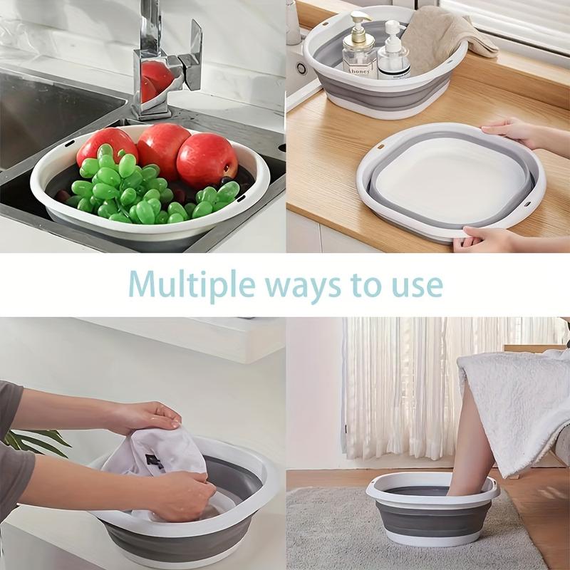 3 pack, 3-Pack Collapsible Dish Basin, Foldable Plastic Sink for Camping, Laundry, Grey Space-Saving Basin