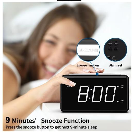 3 in 1 Digital Dual Alarm Clock, Phone Charger, Adjustable Brightness Led Desktop Light,Night Light illumination,Gifts for Man and Woman, Birthday Gift, Christmas Gift Decor