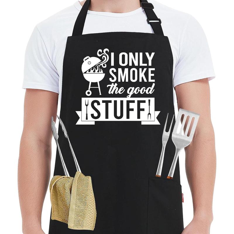 Funny Grilling Aprons for Men - I Only  The Good Stuff - Funny Chef Cooking BBQ Grill Aprons with 2 Pockets - Birthday, Father's Day, Christmas Gifts for Dad, Husband, Boyfriend, Him