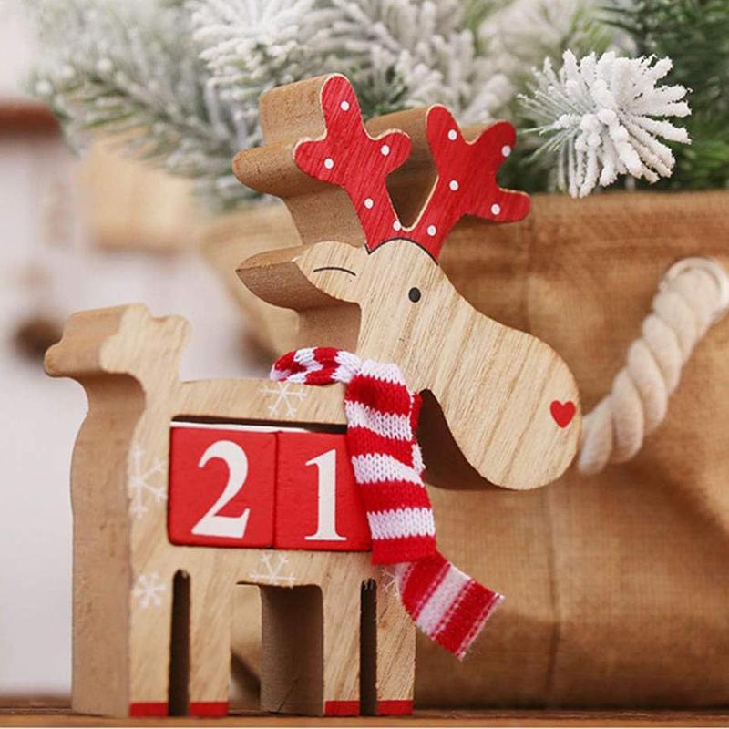 Wooden Reindeer Design Countdown Calendar, 1 Set Creative Desktop Decoration, Home Decor for Living Room Bedroom, Festive & Party Supplies