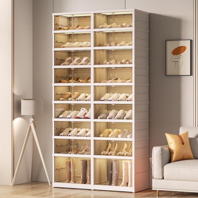 Cyber ​​Monday--Special Offers-- 9Tier 18 Shoes Organizer:Transparent,Closet Management Space-saving Home storage Smooth Boxes Collapsible Rack For Compact Spaces big  rack shoe organizer Pet Plastic