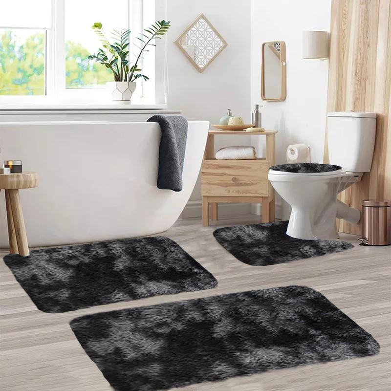 4 PCS Velvet Fleece Bath Mats Set, Multi Purpose Mixed Colors Bath Mats Set, Universal Soft Comfortable Bathroom Rugs, Fast Absorbent,Non-Slip Thick, Machine Washable, Perfect for Fall Decor, Bedroom, Tub, Toilet Floor, Shower Room