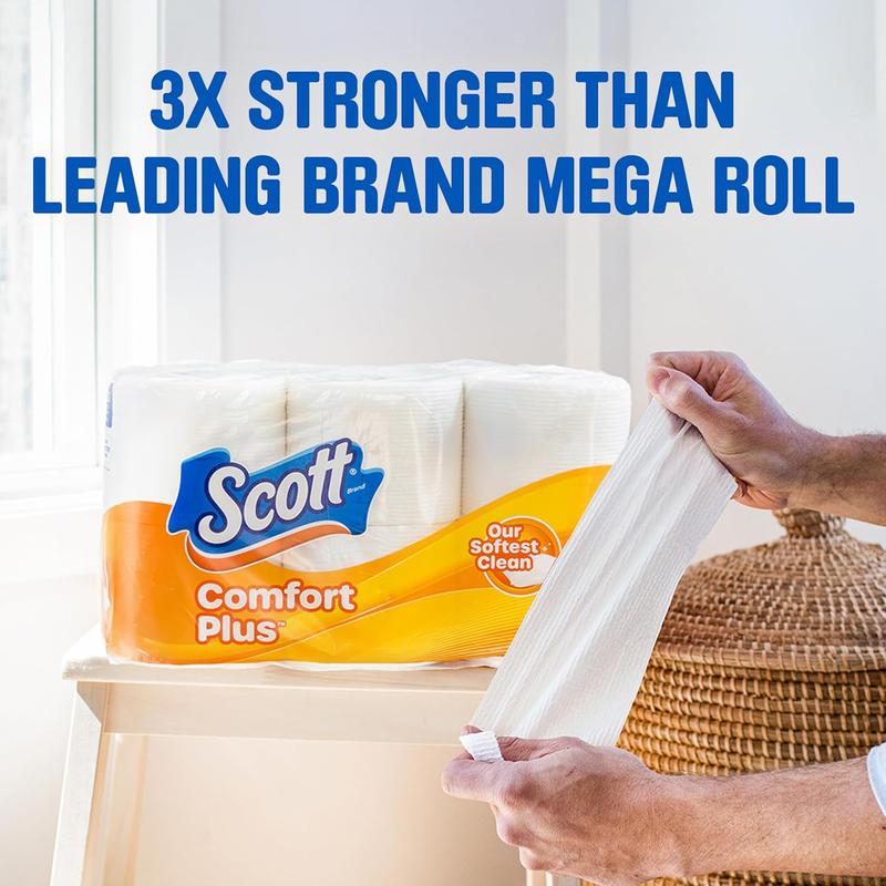 Scott Comfortplus Toilet Paper, 12 Double Rolls, 231 Sheets per Roll, Septic-Safe, 1-Ply Toilet Tissue Scott