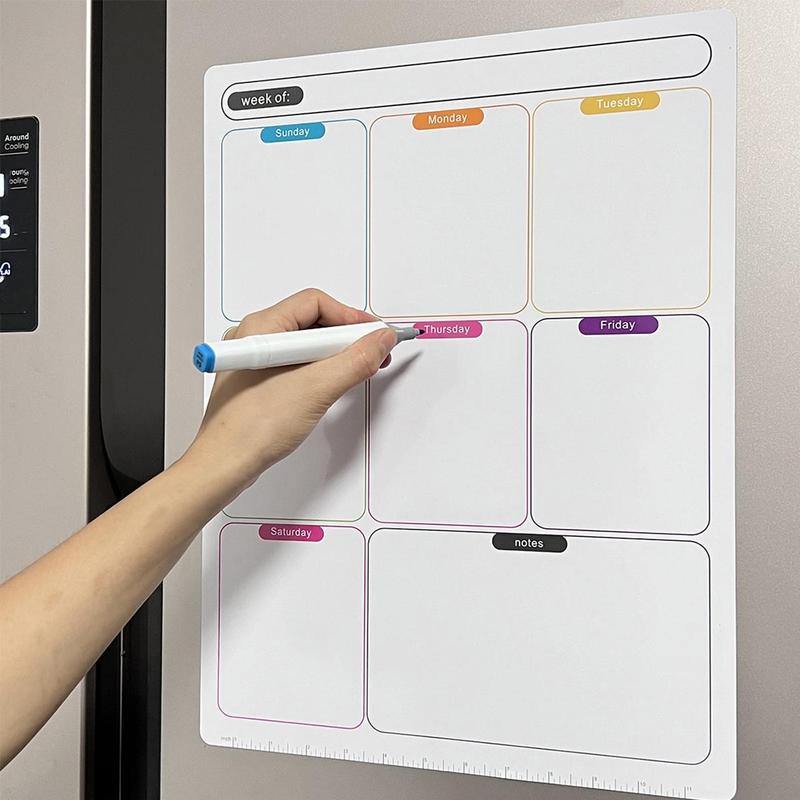 Magnetic Weekly Calendar for Fridge, 1 Count Refrigerator Erasable Weekly Planner, Weekly Planner for Home Office, Kitchen Decoration