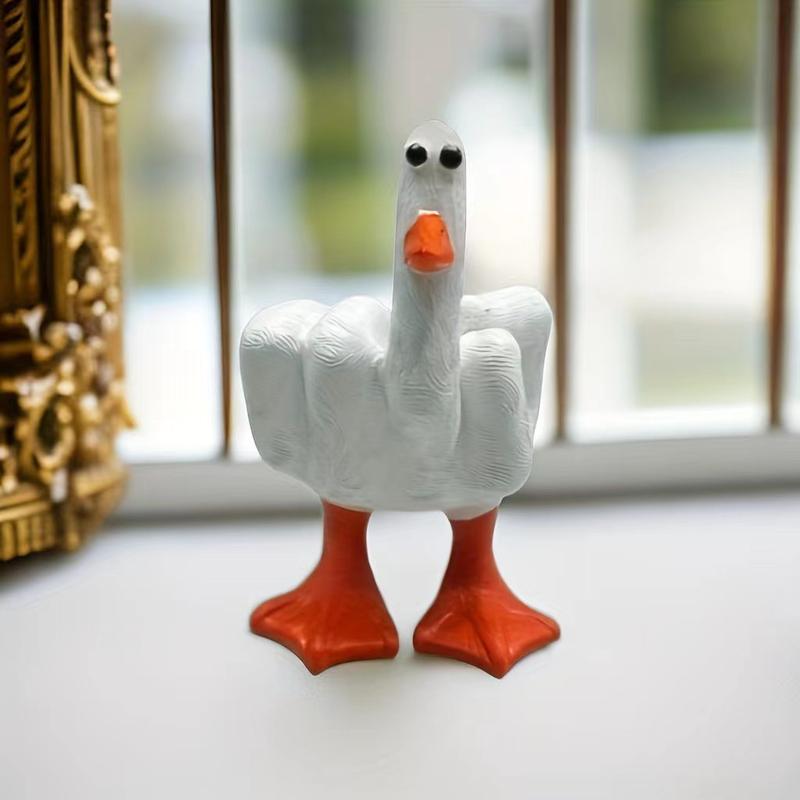 Funny Little Duck Resin Figurine Christmas Ornament, suitable for Home Office, Bedroom, Desktop use. This Cute Craft Decoration Sculpture serves as a decorative accessory, ideal for Housewarming, Summer, and Fall Gifts.