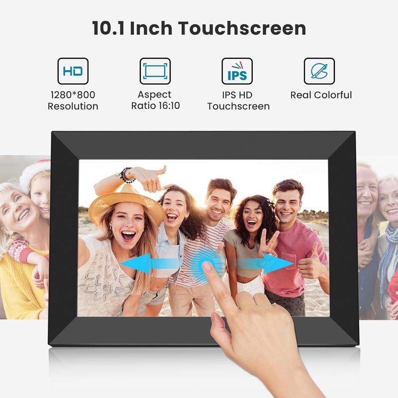 Digital Picture Frame 10.1 Inch WiFi,1280 * 800P IPS HD Disply,  Digital Photo Frame with 32GB Storage, Picture Frames Share via Free APP - Photo Frame Electronic Gifts for Mom Grandparents