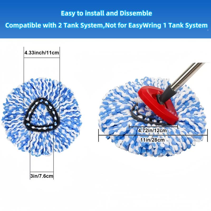 Spin Mop Head Replacement & Shower Floor Scrubber，Compatible with Ocedar RinseClean 2 Tank Mop System,Microfiber Mop Refill Heads for Cleaning All Hard-surfaced Floor