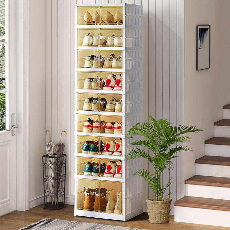 NLDD Ultimate 7+2Tier Shoe Organizer: Transparent, Collapsible & Expandable, Holds 18 Pairs, Ideal for Compact Spaces & Closet Management Space-saving Home storage