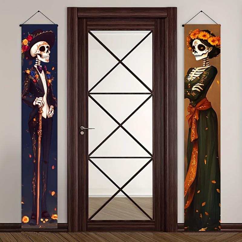 Day of the Dead Skeleton Couple Porch Banners 1 Pair 11.8x70.8