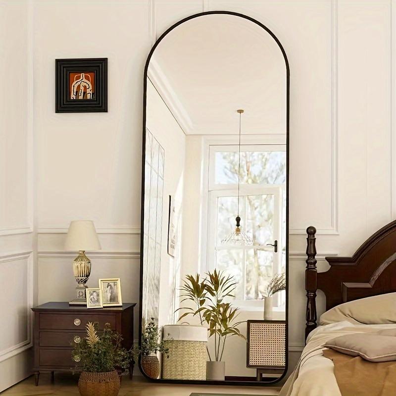 Arched Full Length Mirror, Full Body Mirror with Stand, Hanging or Leaning for Wall, Aluminum Alloy Thin Frame Floor Standing mirror