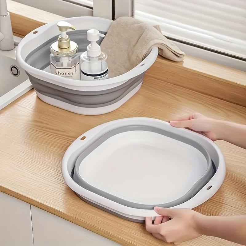 3 pack, 3-Pack Collapsible Dish Basin, Foldable Plastic Sink for Camping, Laundry, Grey Space-Saving Basin