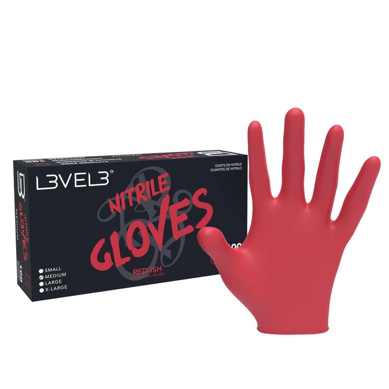 L3VEL3 Professional Nitrile Gloves 100 Pack - Red-Ish