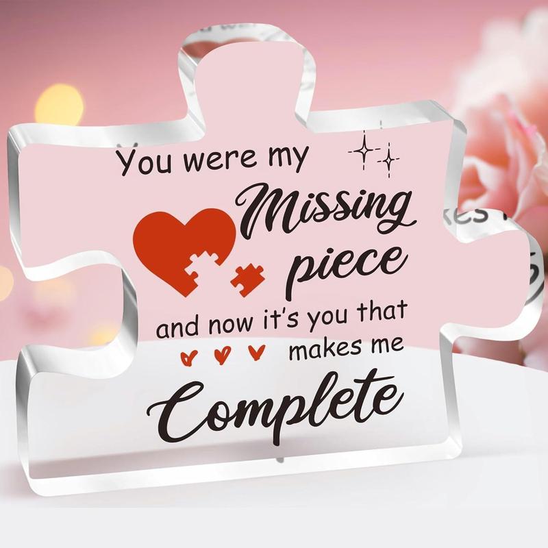 Gifts for Her, Romantic Girlfriend Gifts, Acrylic Puzzle Piece Engraved Plaque, for Couple, Valentines Day Gifts for Her, Gifts for Girlfriend, Birthday, Christmas , Valentine's Day, Anniversary