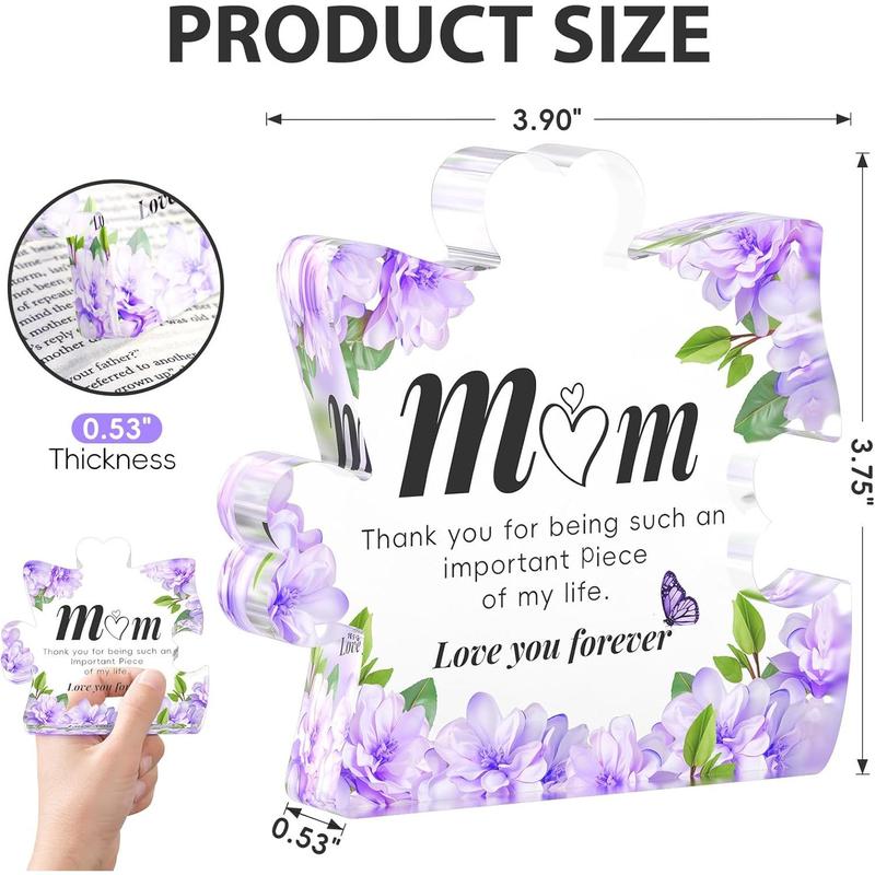 Mom Gifts from Daughter Son, Engraved Acrylic Block Puzzle Present 3.7 * 3.9 Inch, Christmas Gifts for Mom, Mom Birthday Gifts, Thank You Gifts for Women, Thanksgiving Gift Idea Must Have