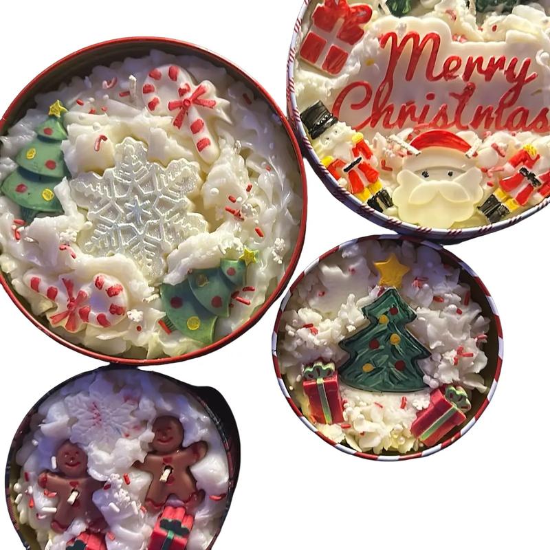 Christmas's Tin Handcrafted Candles for Home Decor & Festive Ornaments Fragrance Scented