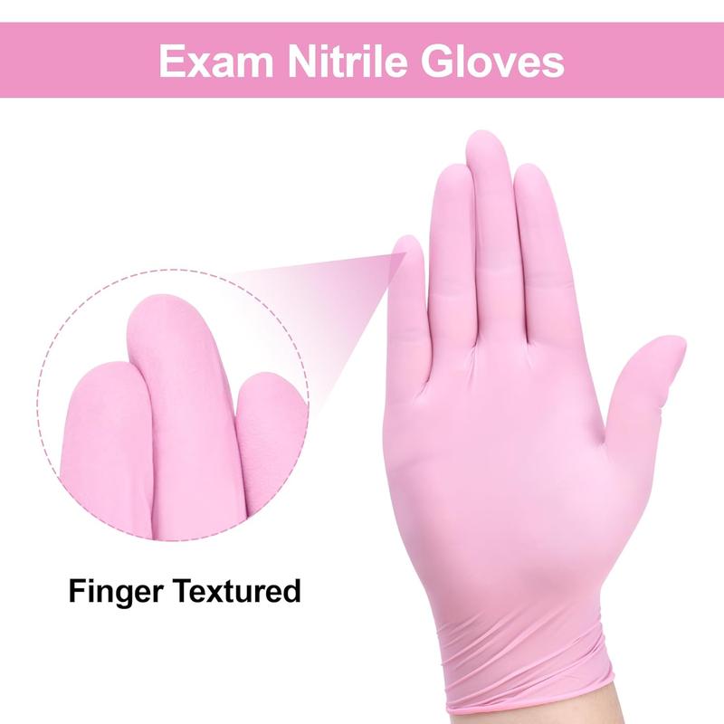 Pink Disposable Gloves, 3-mil,   Gloves Disposable Latex Free, Gloves for Cleaning & Esthetician, Pink Rubber Gloves, Pink Cleaning Gloves, , 100-ct Box (Medium)