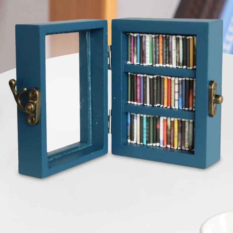 Creative Anxiety Bookshelf Ornament Mini Bookshelf Dollhouse Bookshelf with 60pcs Mini Books, Wooden Display Miniature Bookshelf Decor Shake Away Your Anxiety, Home Decoration for Book Lovers Unique Anxiety-Relief Christmas and Valentine's Day Gifts