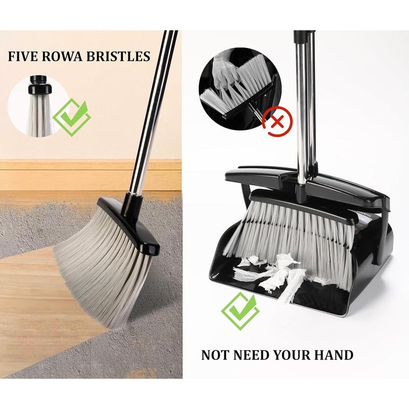 Broom and Dustpan Set for Home with Lid Indoor Upright Dustpan Broom and Dustpan Set Combo Dust Pan with Long Handle Apartment Household Essentials for New Home Angle Broom Sweeping Office Kitchen