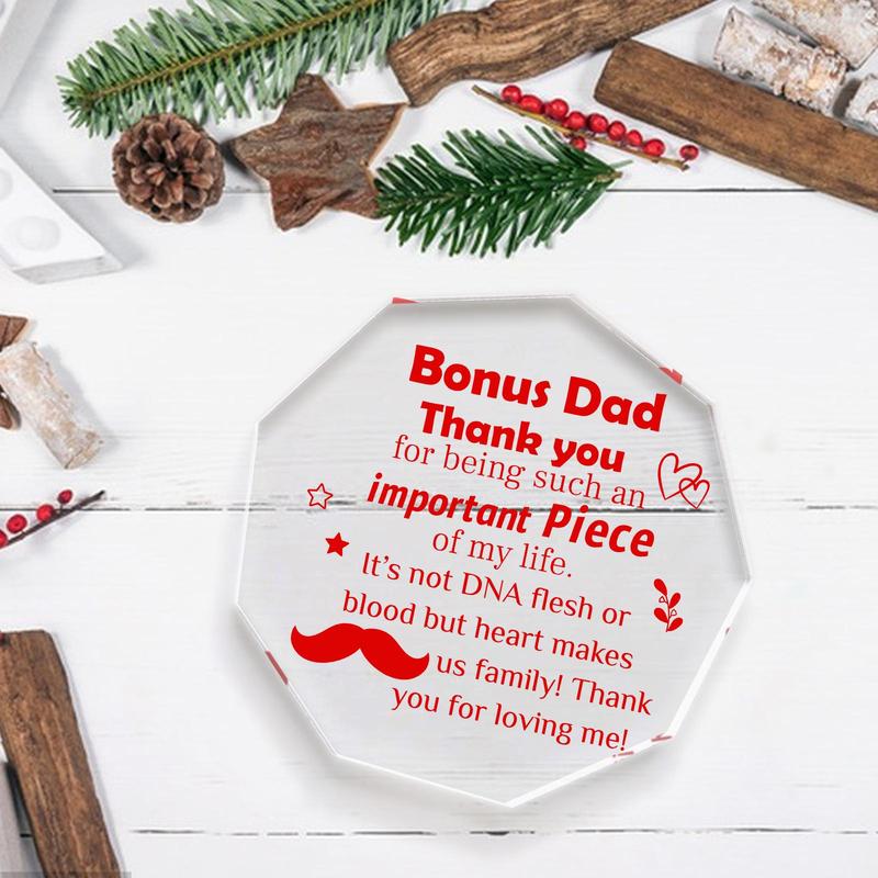 Thank You Gift for Dad, Transparent Nonagon Acrylic Ornament, Desktop Decoration Sign, Home Decor for Living Room Bedroom Office