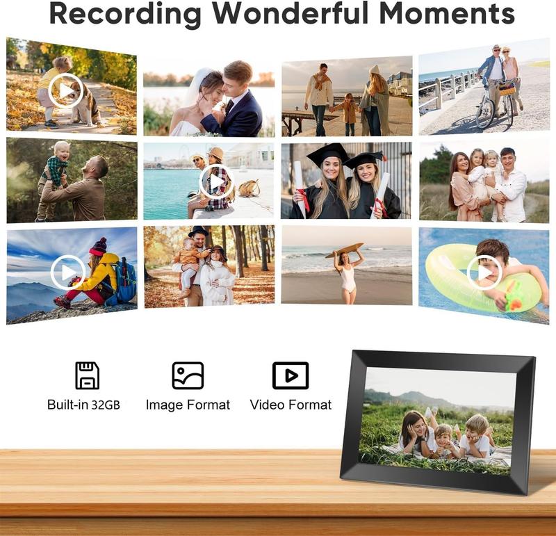 Digital Picture Frame 10.1 Inch WiFi,1280 * 800P IPS HD Disply,  Digital Photo Frame with 32GB Storage, Picture Frames Share via Free APP - Photo Frame Electronic Gifts for Mom Grandparents