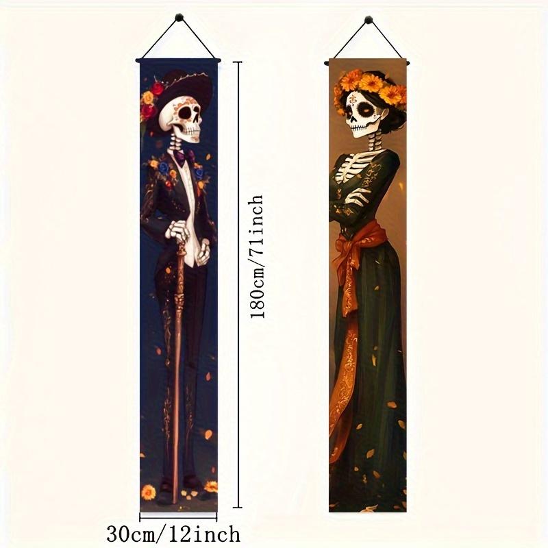 Day of the Dead Skeleton Couple Porch Banners 1 Pair 11.8x70.8